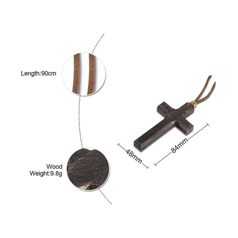 Ανδρικό Ξύλινο Σταυρό Μενταγιόν σε Κολιέ από κορδόνι