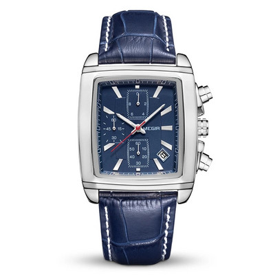 MEGIR originaalkell meeste parima kaubamärgiga luksuslik ristkülikukujuline kvarts sõjaväekellad veekindlad helendavad nahast käekellad meeste kell