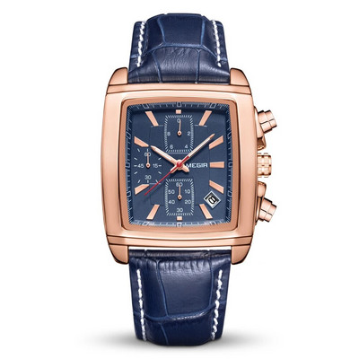 MEGIR originaalkell meeste parima kaubamärgiga luksuslik ristkülikukujuline kvarts sõjaväekellad veekindlad helendavad nahast käekellad meeste kell