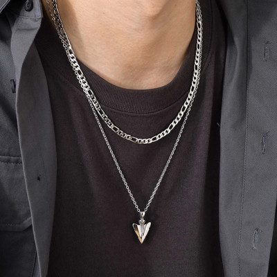 Meeste kaljunoolepea ripats Virnastusnöör Kuuba nisust Figaro kettkaelakeed, roostevabast terasest kahekihilised linkkrae kingitused