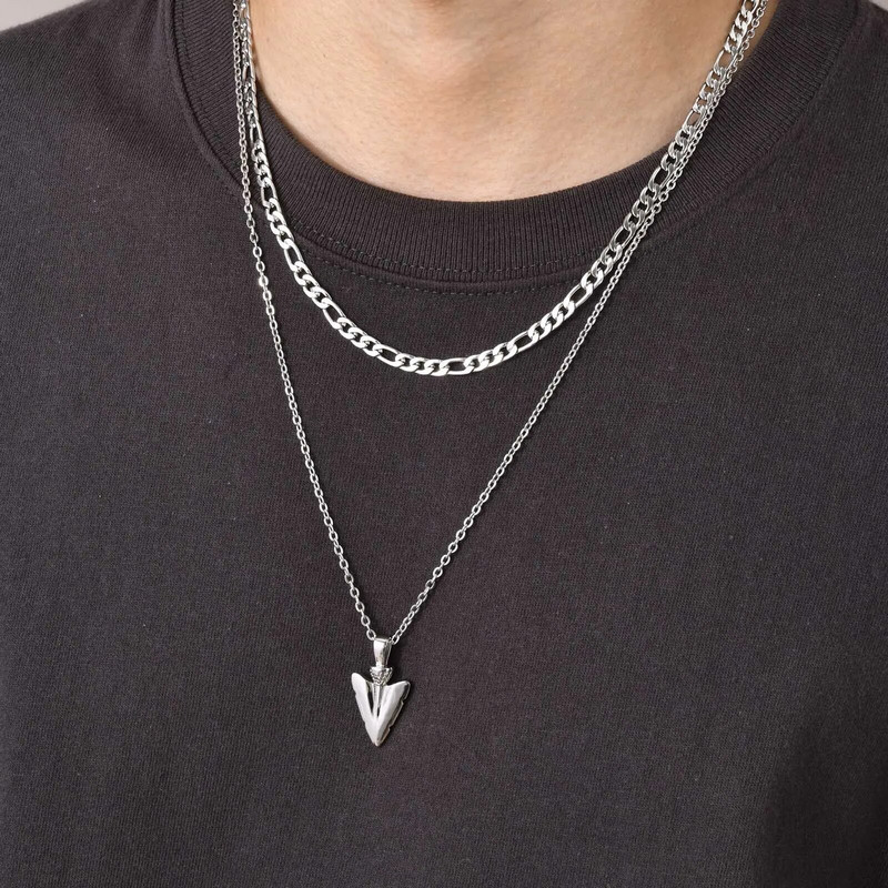 Meeste kaljunoolepea ripats Virnastusnöör Kuuba nisust Figaro kettkaelakeed, roostevabast terasest kahekihilised linkkrae kingitused