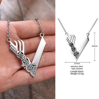 Mjolnir The Hammer of Thor Norse Pagan Symbol κρεμαστό κολιέ από ανοξείδωτο ατσάλι διπλής όψης σχέδιο Dragon Κοσμήματα Viking