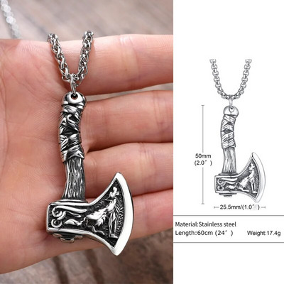Mjolnir The Hammer of Thor Norse Pagan Symbol κρεμαστό κολιέ από ανοξείδωτο ατσάλι διπλής όψης σχέδιο Dragon Κοσμήματα Viking
