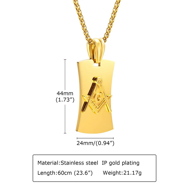 Περιδέραιο ανδρών Mason, Μασονικά κοσμήματα, Ετικέτα από ανοξείδωτο ατσάλι Μασονικό κολιέ Freemason Gift for Men Jewels