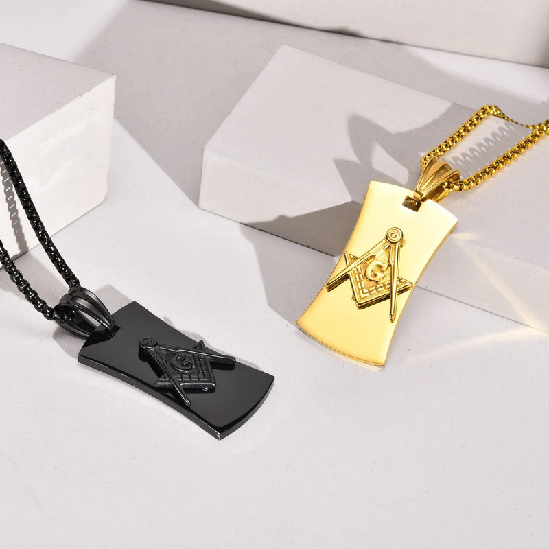 Περιδέραιο ανδρών Mason, Μασονικά κοσμήματα, Ετικέτα από ανοξείδωτο ατσάλι Μασονικό κολιέ Freemason Gift for Men Jewels