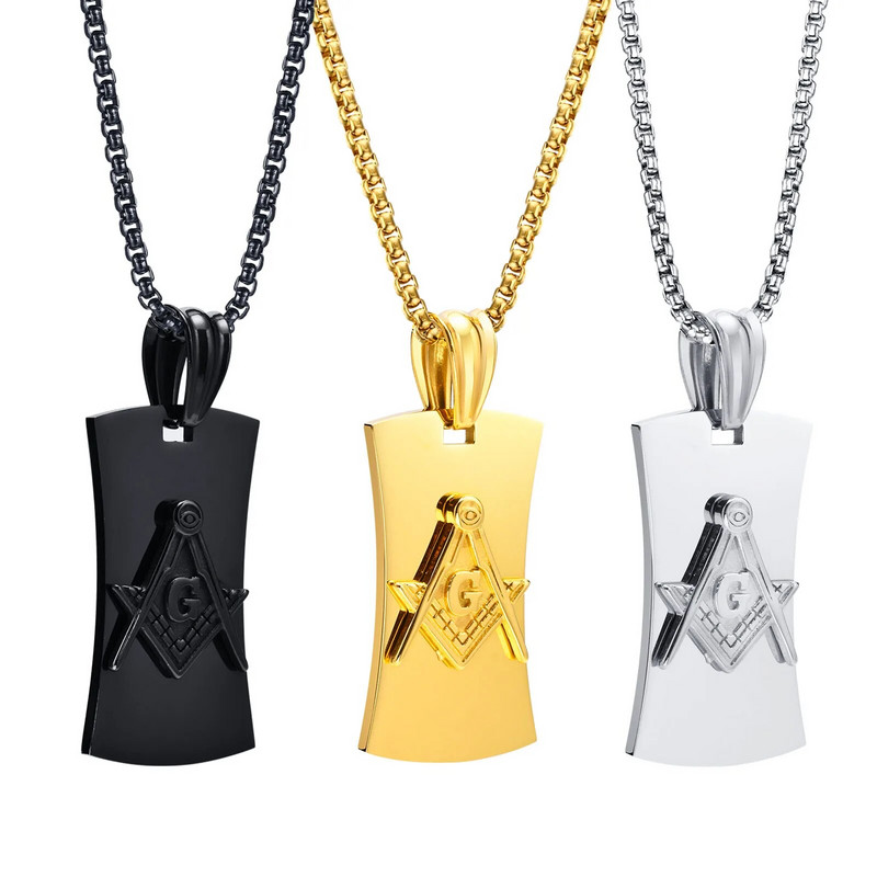 Περιδέραιο ανδρών Mason, Μασονικά κοσμήματα, Ετικέτα από ανοξείδωτο ατσάλι Μασονικό κολιέ Freemason Gift for Men Jewels