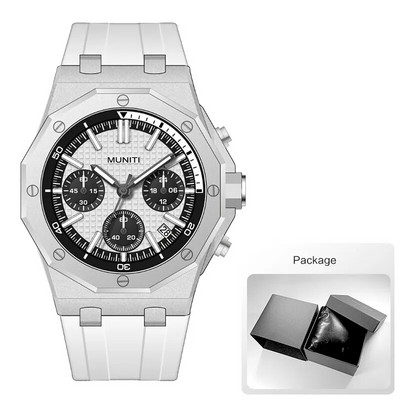 Sõjaväespordi kvartskell meestele Moodne kronograafiga veekindel käekell kollase silikoonrihmaga Automaatne 24-tunnine kuupäev