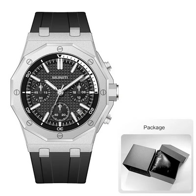 Sõjaväespordi kvartskell meestele Moodne kronograafiga veekindel käekell kollase silikoonrihmaga Automaatne 24-tunnine kuupäev