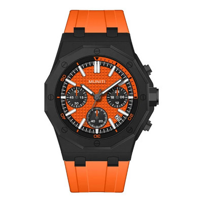 Sõjaväespordi kvartskell meestele Moodne kronograafiga veekindel käekell kollase silikoonrihmaga Automaatne 24-tunnine kuupäev