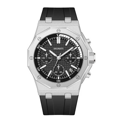 Sõjaväespordi kvartskell meestele Moodne kronograafiga veekindel käekell kollase silikoonrihmaga Automaatne 24-tunnine kuupäev