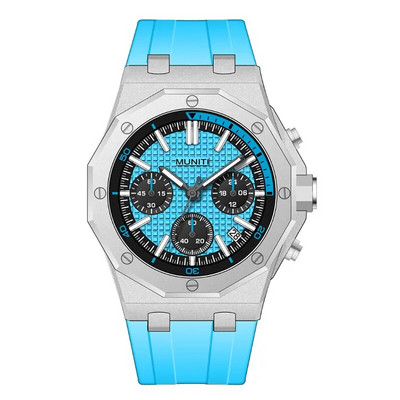 Sõjaväespordi kvartskell meestele Moodne kronograafiga veekindel käekell kollase silikoonrihmaga Automaatne 24-tunnine kuupäev