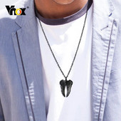 Ανδρικά μενταγιόν Vnox Wing Urn, Χοντρό κολιέ αποτέφρωσης με αλυσίδα 24 ιντσών, κοσμήματα Punk Rock από ανοξείδωτο ατσάλι