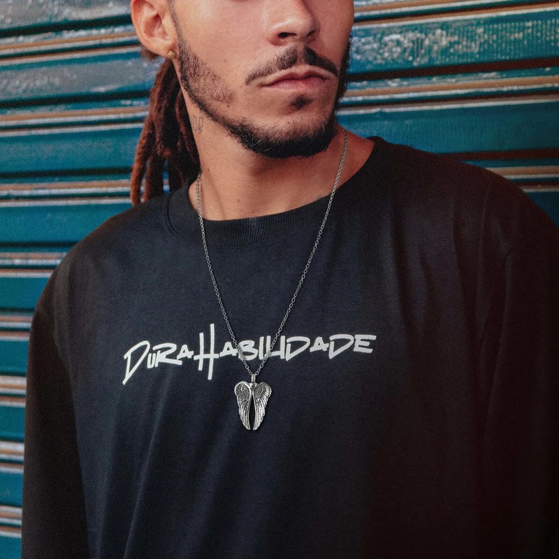 Ανδρικά μενταγιόν Vnox Wing Urn, Χοντρό κολιέ αποτέφρωσης με αλυσίδα 24 ιντσών, κοσμήματα Punk Rock από ανοξείδωτο ατσάλι