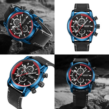 MEGIR Fashion Ανδρικά αθλητικά ρολόγια Chronograph Πολυτελές ρολόι χαλαζία Δερμάτινο casual Wristwatch Army Military ρολόι Reloj Hombre