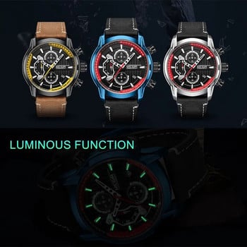 MEGIR Fashion Ανδρικά αθλητικά ρολόγια Chronograph Πολυτελές ρολόι χαλαζία Δερμάτινο casual Wristwatch Army Military ρολόι Reloj Hombre