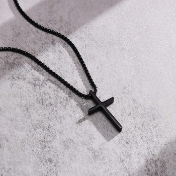 Vnox Simple Unisex Cross κολιέ, βασικό μενταγιόν από ανοξείδωτο ατσάλι για γυναίκες άνδρες, κολάρο προσευχής του Χριστού, ρυθμιζόμενη αλυσίδα κουτιού