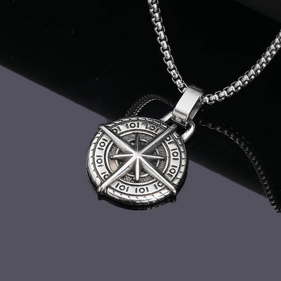 Meeste Retro Vikingi kompassi ripatsiga kaelakee roostevabast terasest punki vintage ümarkaelusega kett Choker moeehted aksessuaarid