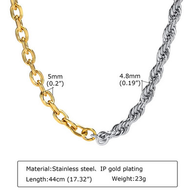 Dvigubos spalvos susuktos virvinės grandinės karoliai moterims nerūdijančio plieno mišrios jungties kaklelis kaklo apykaklės madingi papuošalai Nemokamas pristatymas