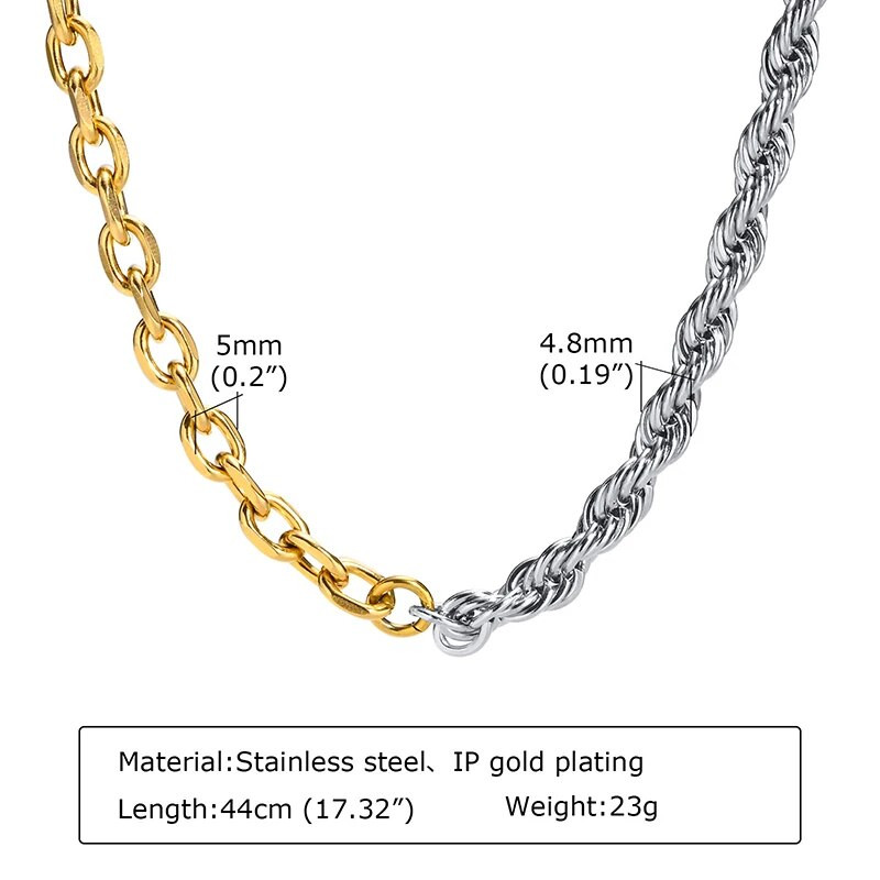 Dvigubos spalvos susuktos virvinės grandinės karoliai moterims nerūdijančio plieno mišrios jungties kaklelis kaklo apykaklės madingi papuošalai Nemokamas pristatymas