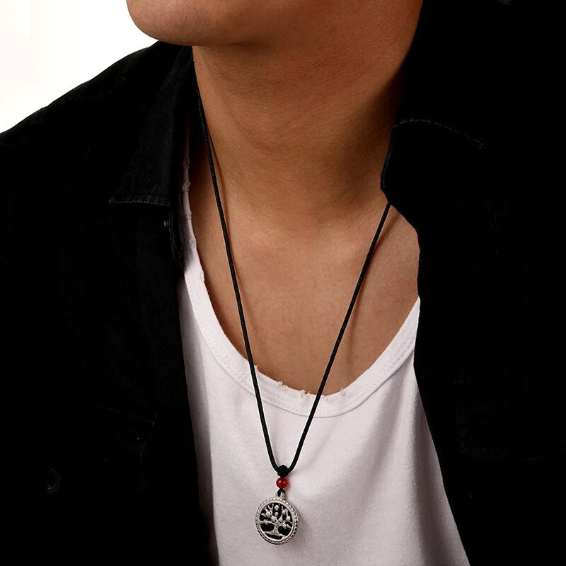 Uus 2023. aastal Trend Meeste elupuu ripatsikaelakee Hiphop roostevabast terasest ümmargune mündist köis kaelakett meeste moeehtetele