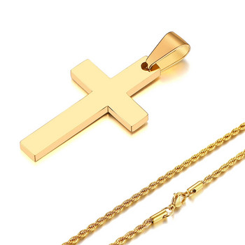 Αδιάβροχα Κολιέ Σταυρού Ανδρικά Δώρα Ανδρικά Κοσμήματα, Αντιαλλεργικό Ανοξείδωτο μενταγιόν απλό σταυρό με αλυσίδα από σχοινί