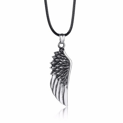 Ανδρικά κρεμαστά κολιέ, γοτθικά vintage φτερά αγγέλου μενταγιόν από φτερά από ανοξείδωτο ατσάλι. Man Jewely