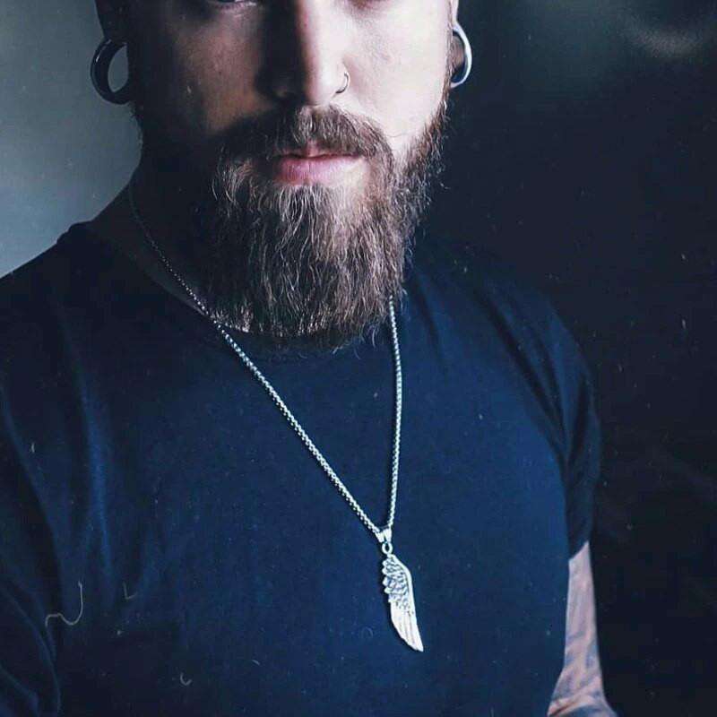 Ανδρικά κρεμαστά κολιέ, γοτθικά vintage φτερά αγγέλου μενταγιόν από φτερά από ανοξείδωτο ατσάλι. Man Jewely