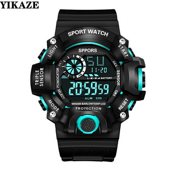 YIKAZE Мъжки LED дигитален часовник Мъжки спортни часовници Фитнес електронен часовник Многофункционален военен спортен часовник Часовник Детски подаръци