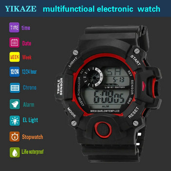 YIKAZE Ανδρικό Ψηφιακό ρολόι LED Ανδρικά Αθλητικά Ρολόγια Γυμναστικής Ηλεκτρονικό Ρολόι Πολυλειτουργικό Στρατιωτικά Αθλητικά Ρολόγια Ρολόι Παιδικά Δώρα