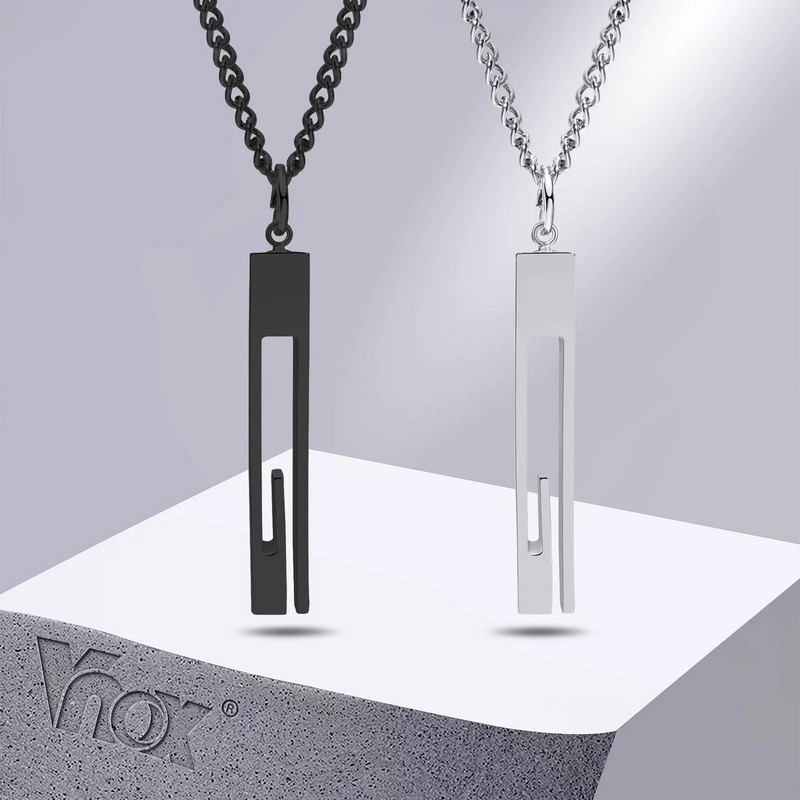 Κομψά γεωμετρικά κολιέ μπαρ Vnox για άντρες, ανοξείδωτο κοίλο ορθογώνιο κρεμαστό κολάρο Ανδρικά κοσμήματα δώρου