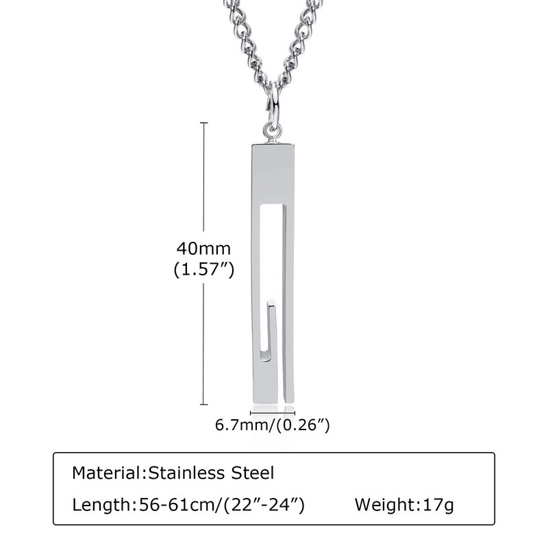 Κομψά γεωμετρικά κολιέ μπαρ Vnox για άντρες, ανοξείδωτο κοίλο ορθογώνιο κρεμαστό κολάρο Ανδρικά κοσμήματα δώρου