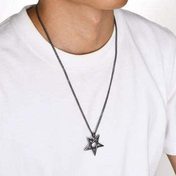 Ανδρικό κολιέ Vnox Star of David, Αισθητικό μενταγιόν φυλαχτό Hexagram, Ανοξείδωτο κολάρο για αγόρι