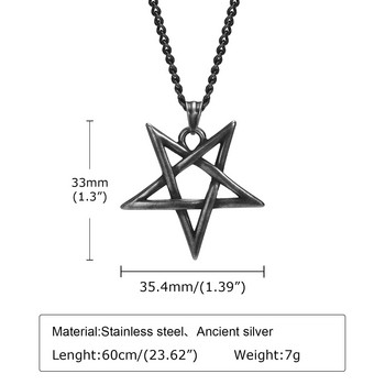 Ανδρικό κολιέ Vnox Star of David, Αισθητικό μενταγιόν φυλαχτό Hexagram, Ανοξείδωτο κολάρο για αγόρι