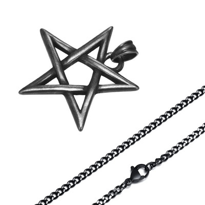 Ανδρικό κολιέ Vnox Star of David, Αισθητικό μενταγιόν φυλαχτό Hexagram, Ανοξείδωτο κολάρο για αγόρι