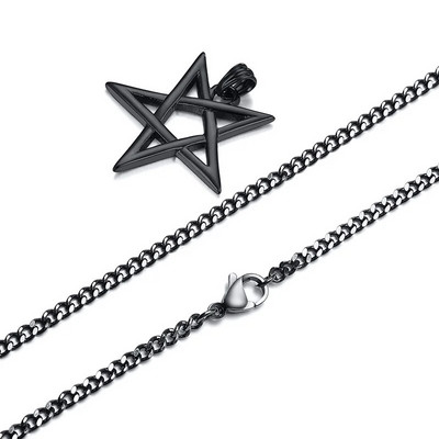 Ανδρικό κολιέ Vnox Star of David, Αισθητικό μενταγιόν φυλαχτό Hexagram, Ανοξείδωτο κολάρο για αγόρι