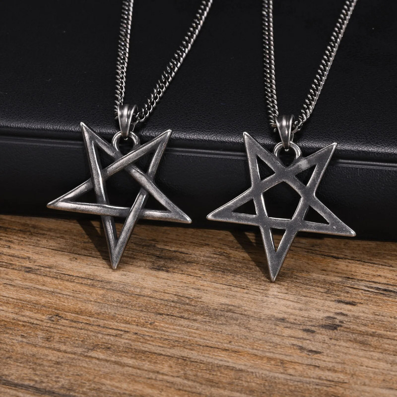 Ανδρικό κολιέ Vnox Star of David, Αισθητικό μενταγιόν φυλαχτό Hexagram, Ανοξείδωτο κολάρο για αγόρι