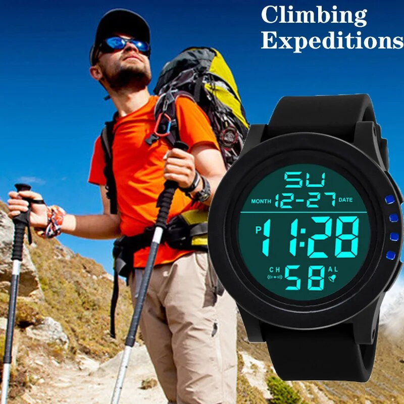 Digitalni muški sat Sportski sat na otvorenom Višenamjenski vojni vodootporni ručni sat Automatski elektronički sat za muškarce