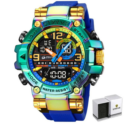 Νέο ρολόι STRYVE για Ανδρικό Ψηφιακό-Αναλογικό Φωτεινό Ημερολόγιο Αδιάβροχα Ρολόγια Μόδα Ανδρικό Αθλητικό Ρολόι 8025
