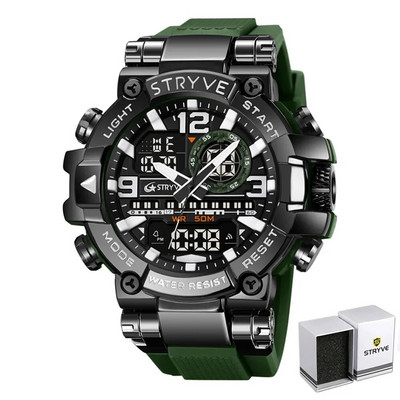 Νέο ρολόι STRYVE για Ανδρικό Ψηφιακό-Αναλογικό Φωτεινό Ημερολόγιο Αδιάβροχα Ρολόγια Μόδα Ανδρικό Αθλητικό Ρολόι 8025