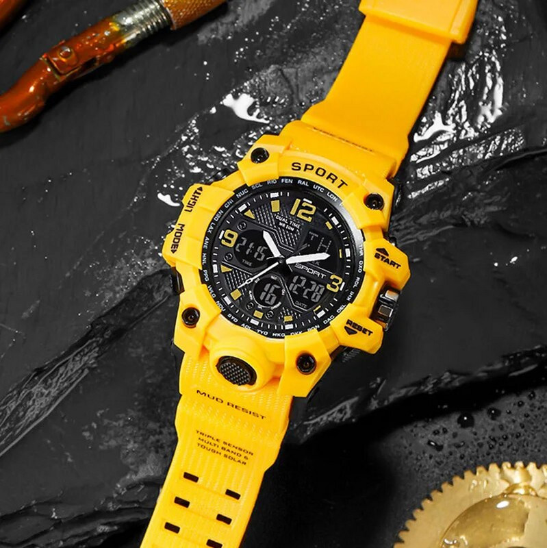 Muški omladinski originalni elektronički sat, trend ručni sat za srednjoškolce, sportski vodootporni svijetleći crveni digitalni ručni sat