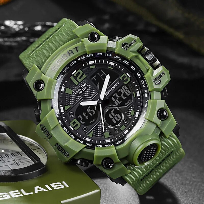 Muški omladinski originalni elektronički sat, trend ručni sat za srednjoškolce, sportski vodootporni svijetleći crveni digitalni ručni sat