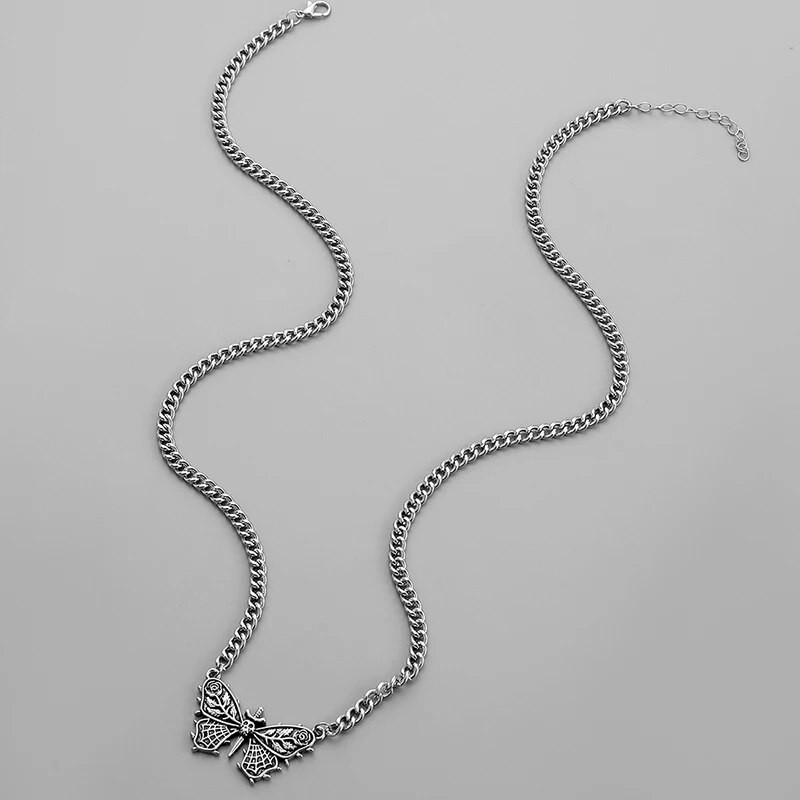 Halloweeni retropunk meeste pealuu liblikas ripats kaelakee roostevabast terasest gooti kaelakett meestele moeehted tasuta kohaletoimetamine