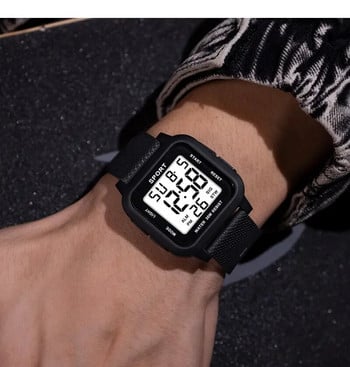 YIKAZE Μαύρο αθλητικό ρολόι Ανδρικό ψηφιακό ρολόι Ξυπνητήρι Chrono Clock 3Bar Αδιάβροχο Military Ανδρικά Ρολόγια LED Ηλεκτρονικό ρολόι χειρός