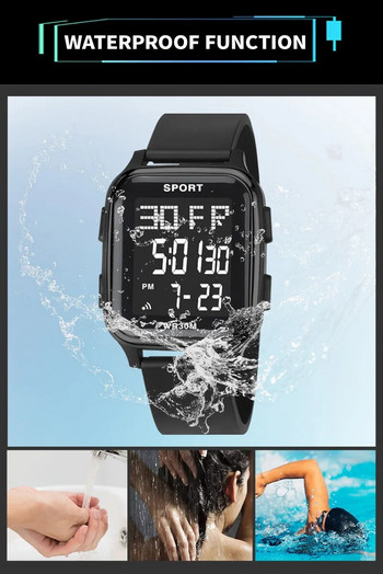 YIKAZE спортен мъжки часовник 3 бара водоустойчив календар с обратно отброяване LED електронни ръчни часовници часовник цифров часовник за мъж студенти деца