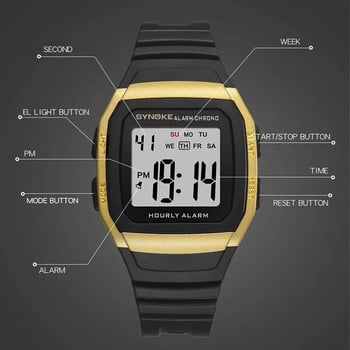 SYNOKE Μαύρο ψηφιακό ρολόι για άνδρες LED Φωτεινός χρονογράφος ρολόγια χειρός Εβδομάδας Ξυπνητήρι Ηλεκτρονικό ρολόι προσαρμοσμένο σε κλασικό ρολόι