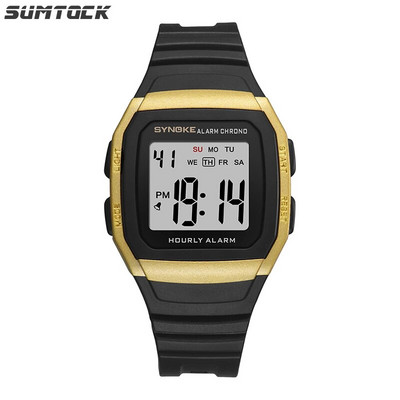 SYNOKE must digikell meestele LED helendav kronograafi käekellad nädala äratus elektrooniline kell reloj hombre klassikaline käekell