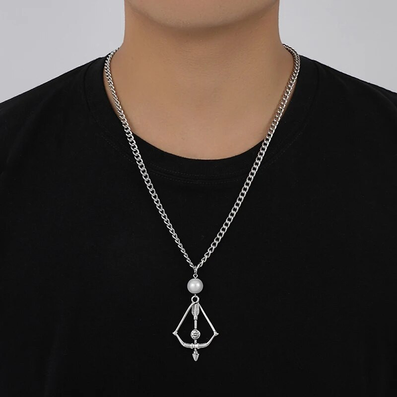 Punk vyrų lankas, rodyklės pakabukas, karoliai Hiphop nerūdijančio plieno perlų kaklo apykaklės grandinėlė vyrams Cool Thing Trend Mados papuošalai