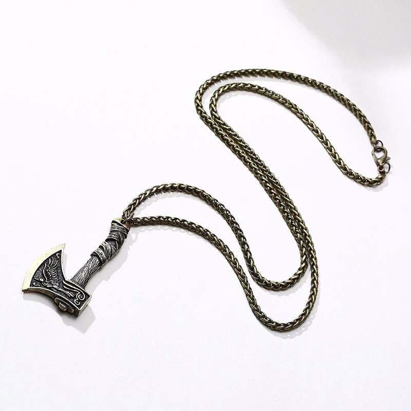 NORSE JEWELRY VIKING KAKLAPAS BJORN AX PANDANT SKANDINAVIJAS BATTLE AXE VIKINGS JEWELS