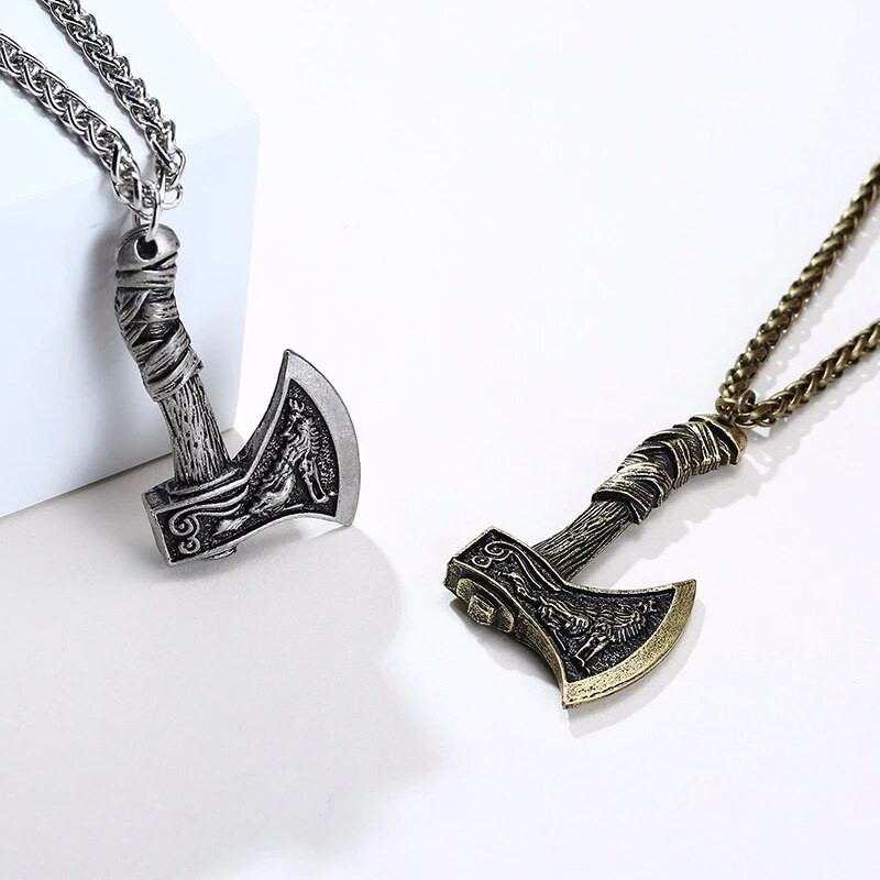 NORSE JEWELRY VIKING KAKLAPAS BJORN AX PANDANT SKANDINAVIJAS BATTLE AXE VIKINGS JEWELS