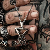 DEMON SIDE OF LUCIFER SATANIC BIJUTERIE SIGIL SIMBOLUL DE CHORONZON PENDANT COLIER ÎN BLACK GOTHIC PAGAN SATAN UNISEX BIJUTERS